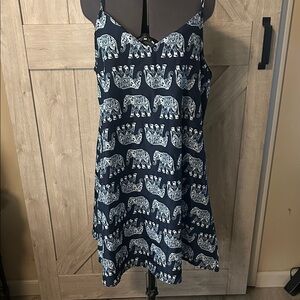 Navy Elephant Print Dress